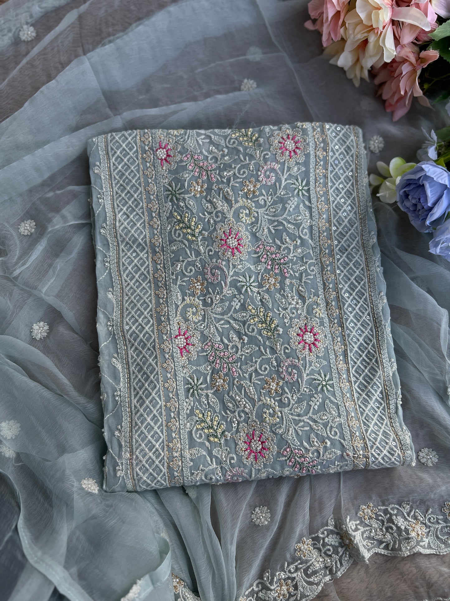 Elegant Embroidered Georgette Chikankari Salwar Suit