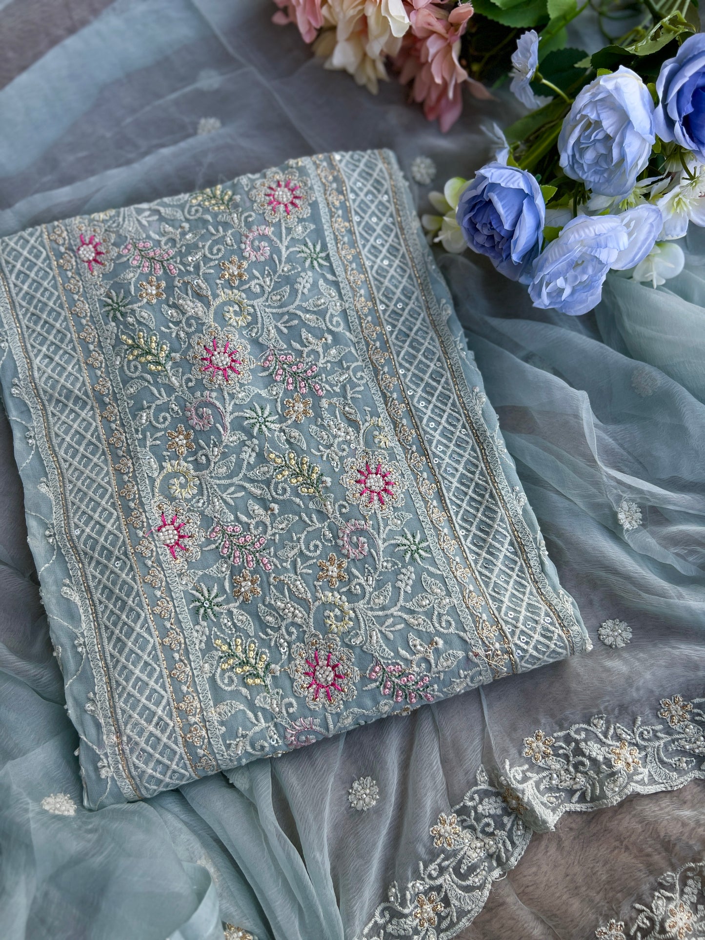 Elegant Embroidered Georgette Chikankari Salwar Suit