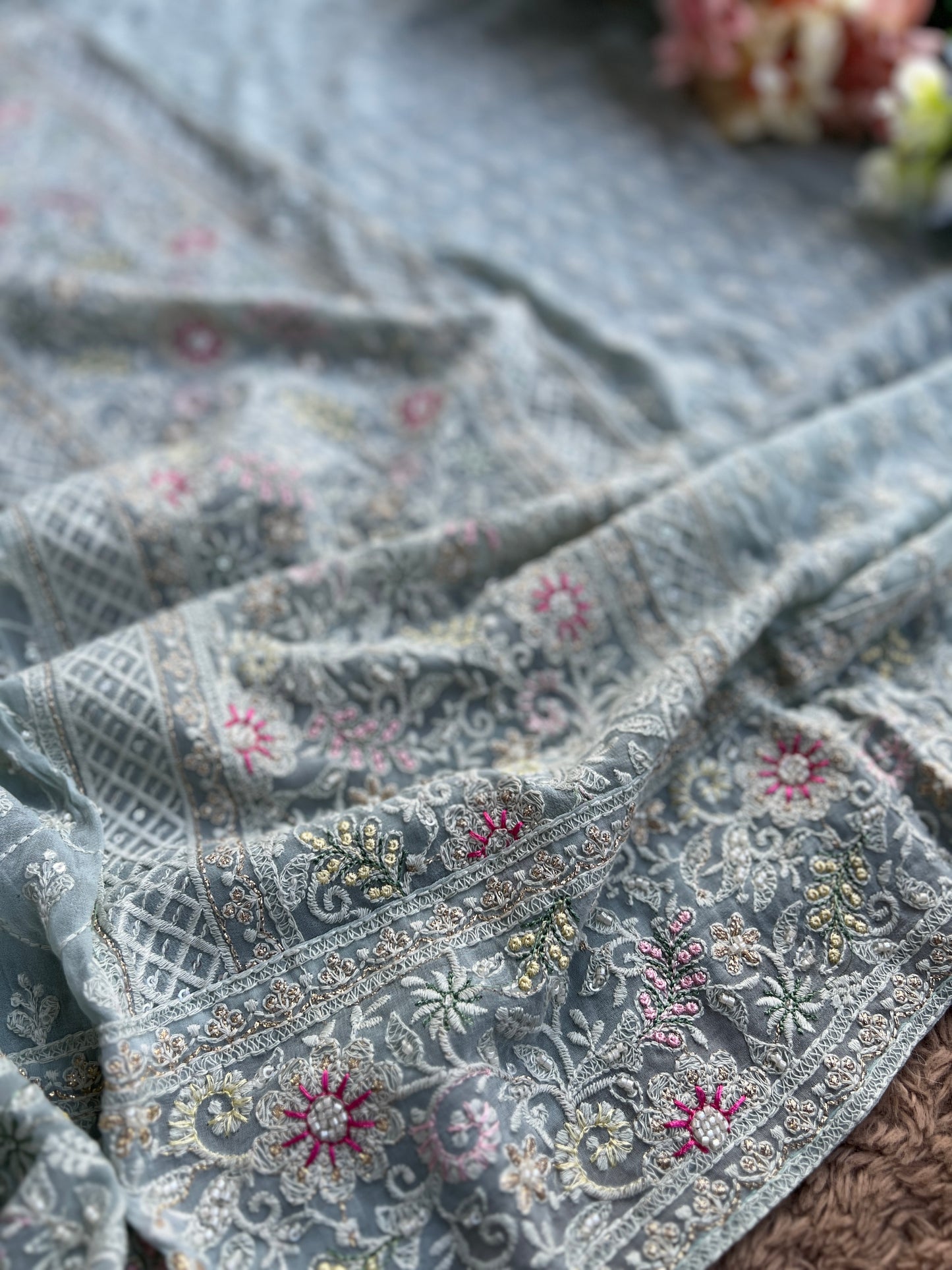 Elegant Embroidered Georgette Chikankari Salwar Suit