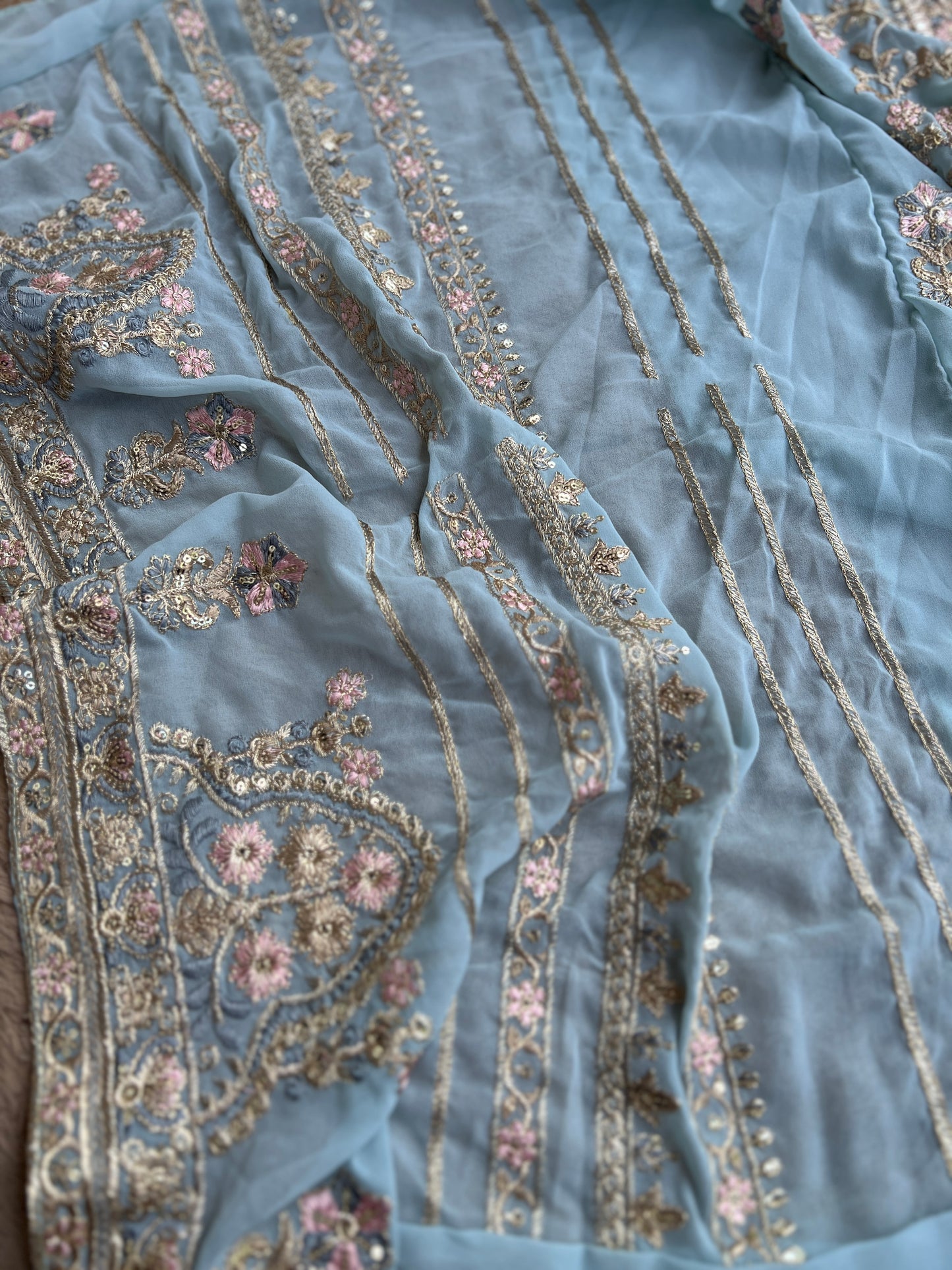 Powder Blue Georgette Embroidered Pakistani Suit β Elegant Festive Style