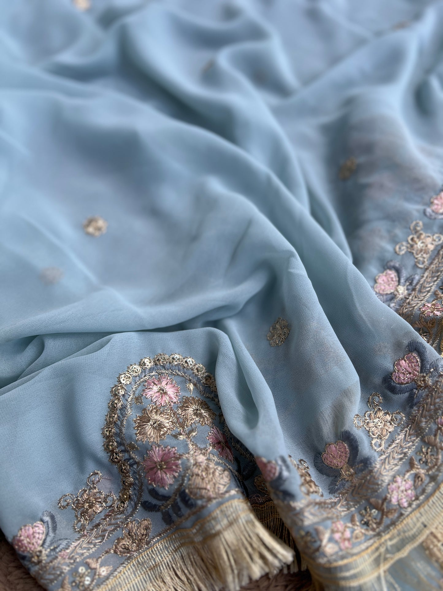 Powder Blue Georgette Embroidered Pakistani Suit β Elegant Festive Style