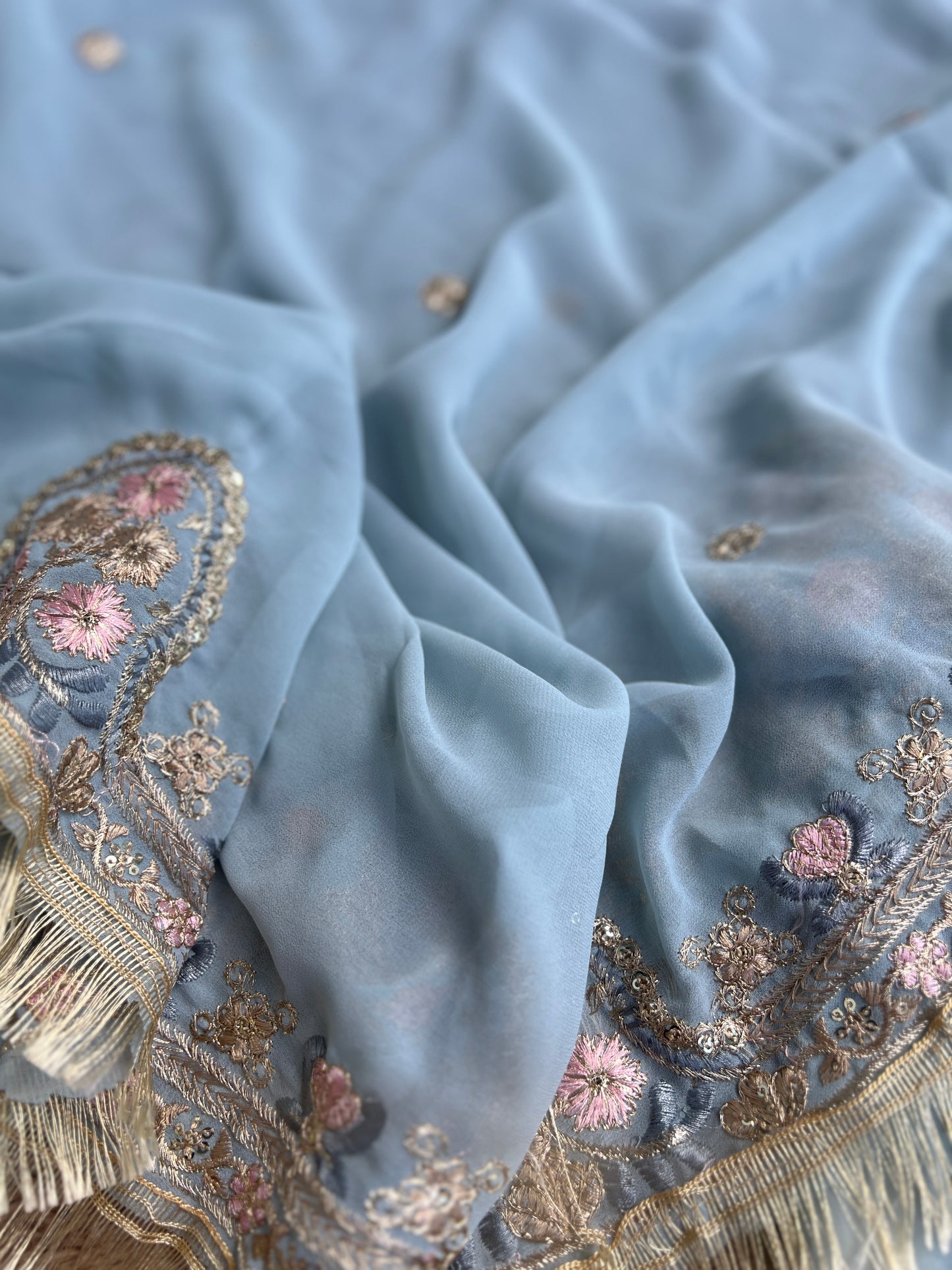 Powder Blue Georgette Embroidered Pakistani Suit β Elegant Festive Style