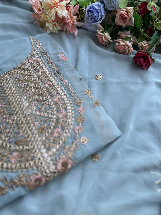 Powder Blue Georgette Embroidered Pakistani Suit â Elegant Festive Style