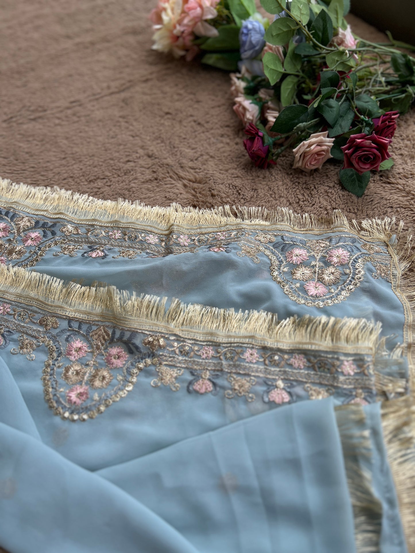 Powder Blue Georgette Embroidered Pakistani Suit β Elegant Festive Style