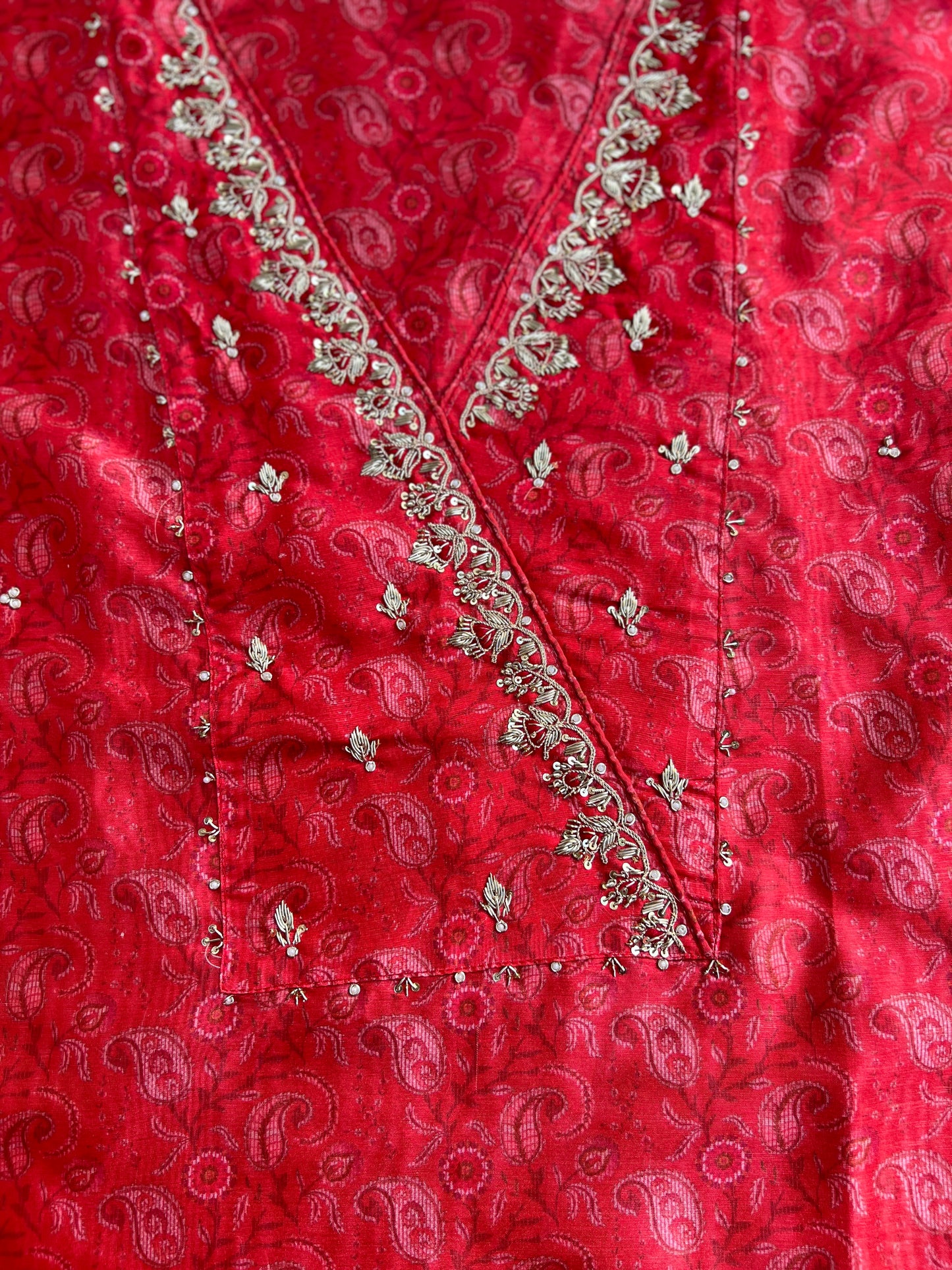 Royal Red Maheshwari Silk Angrakha Suit with Bandhani Dupatta – A Festive Masterpiece