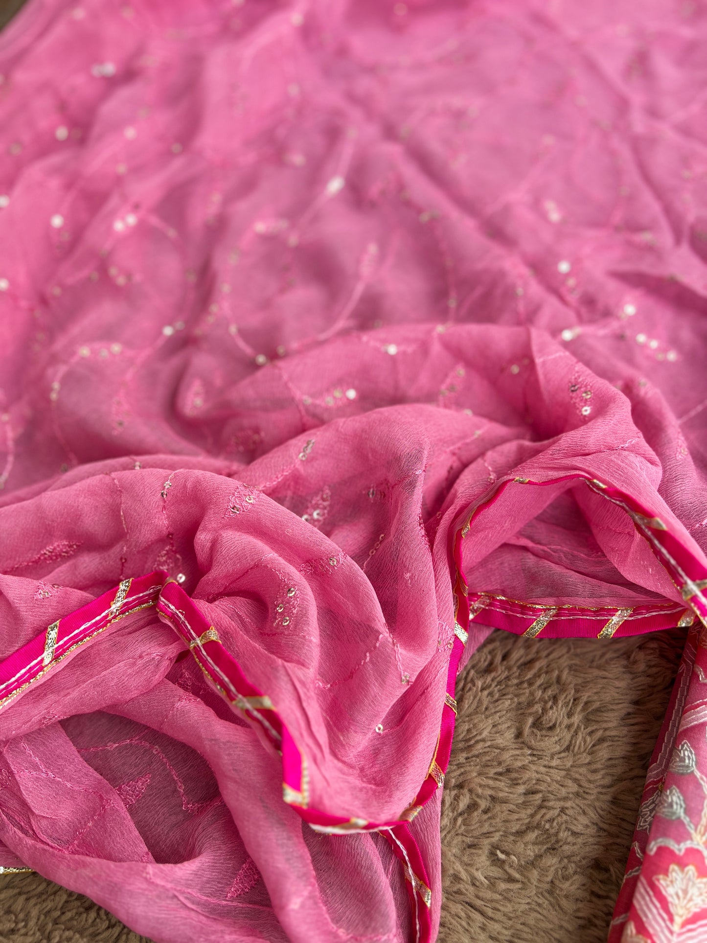 Pastel Pink Maheshwari Silk Self Embroidered Salwar suit