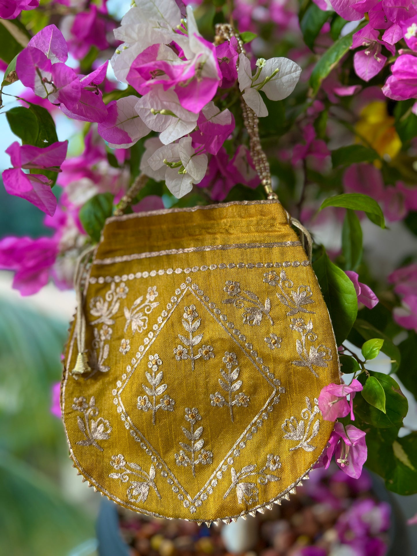 Yellow Chanderi suit with Pitta Work & Gotapatti Organza Dupatta