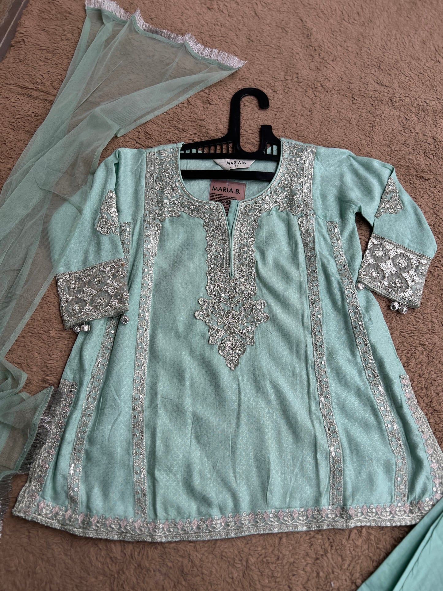 Mint Green Embroidered Kurta set