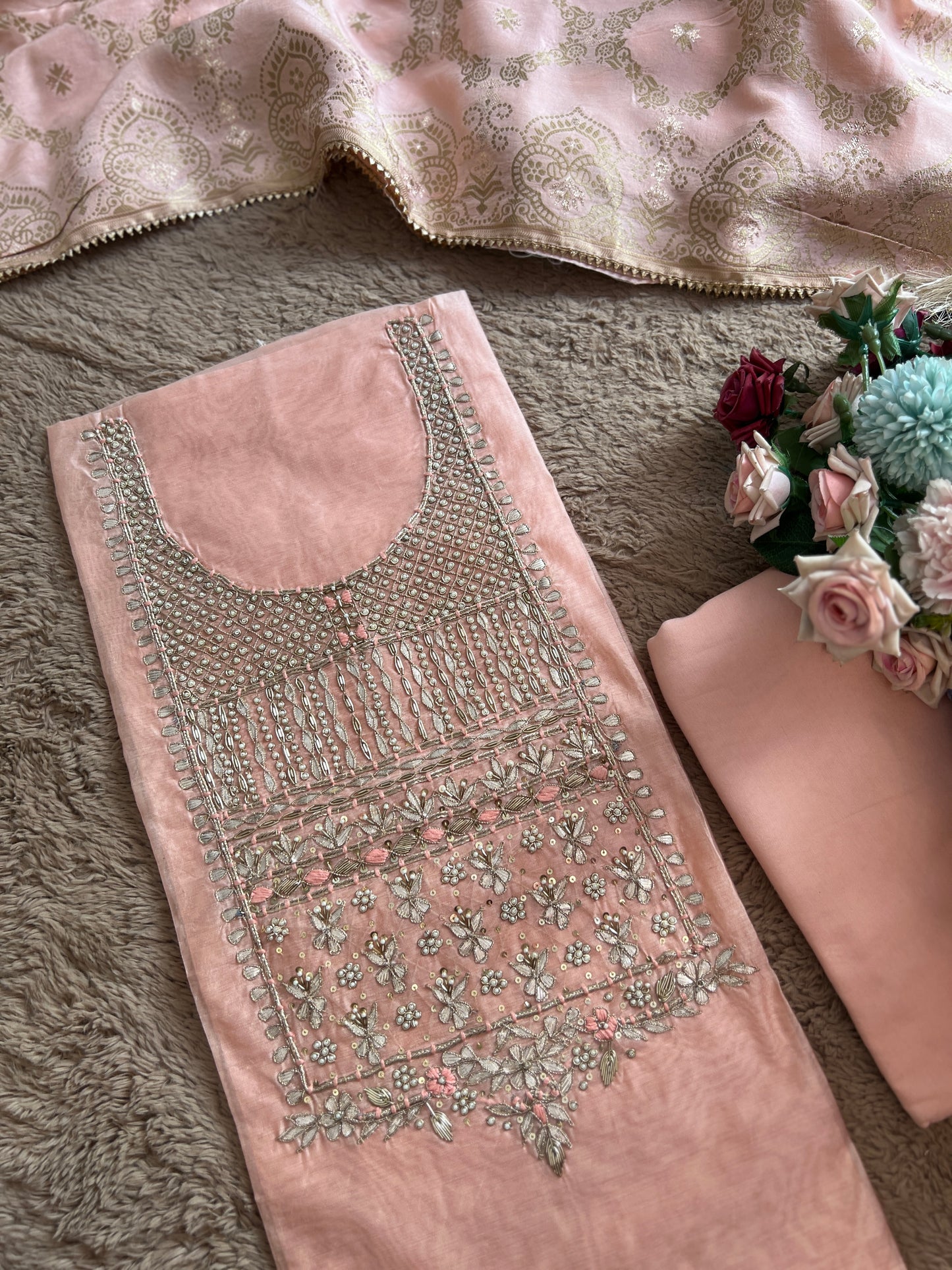 Blush Elegance with Intricate Handwork