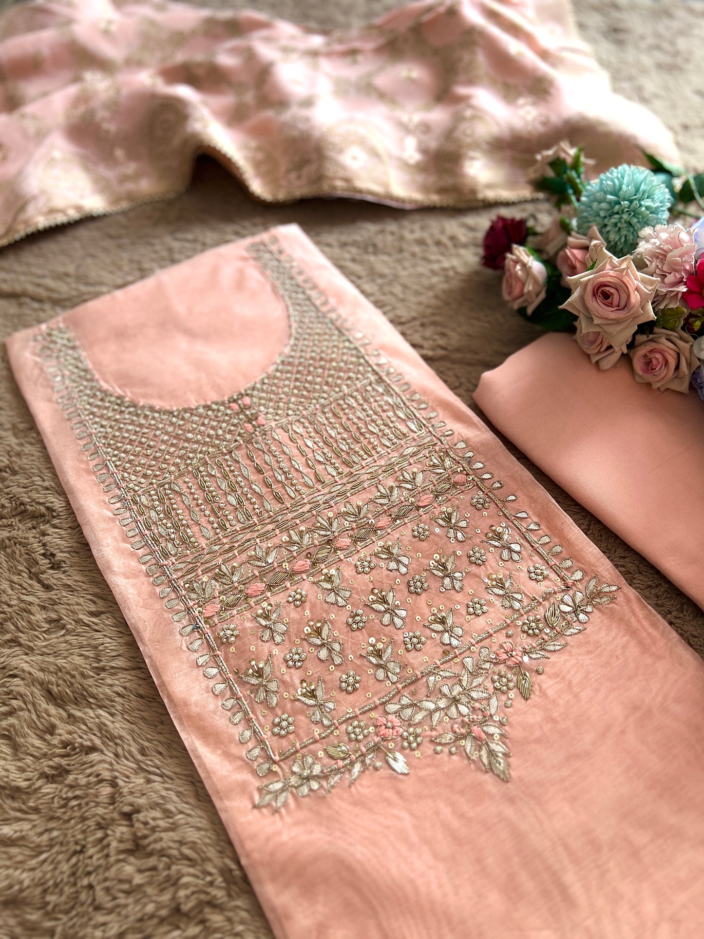 Blush Elegance with Intricate Handwork