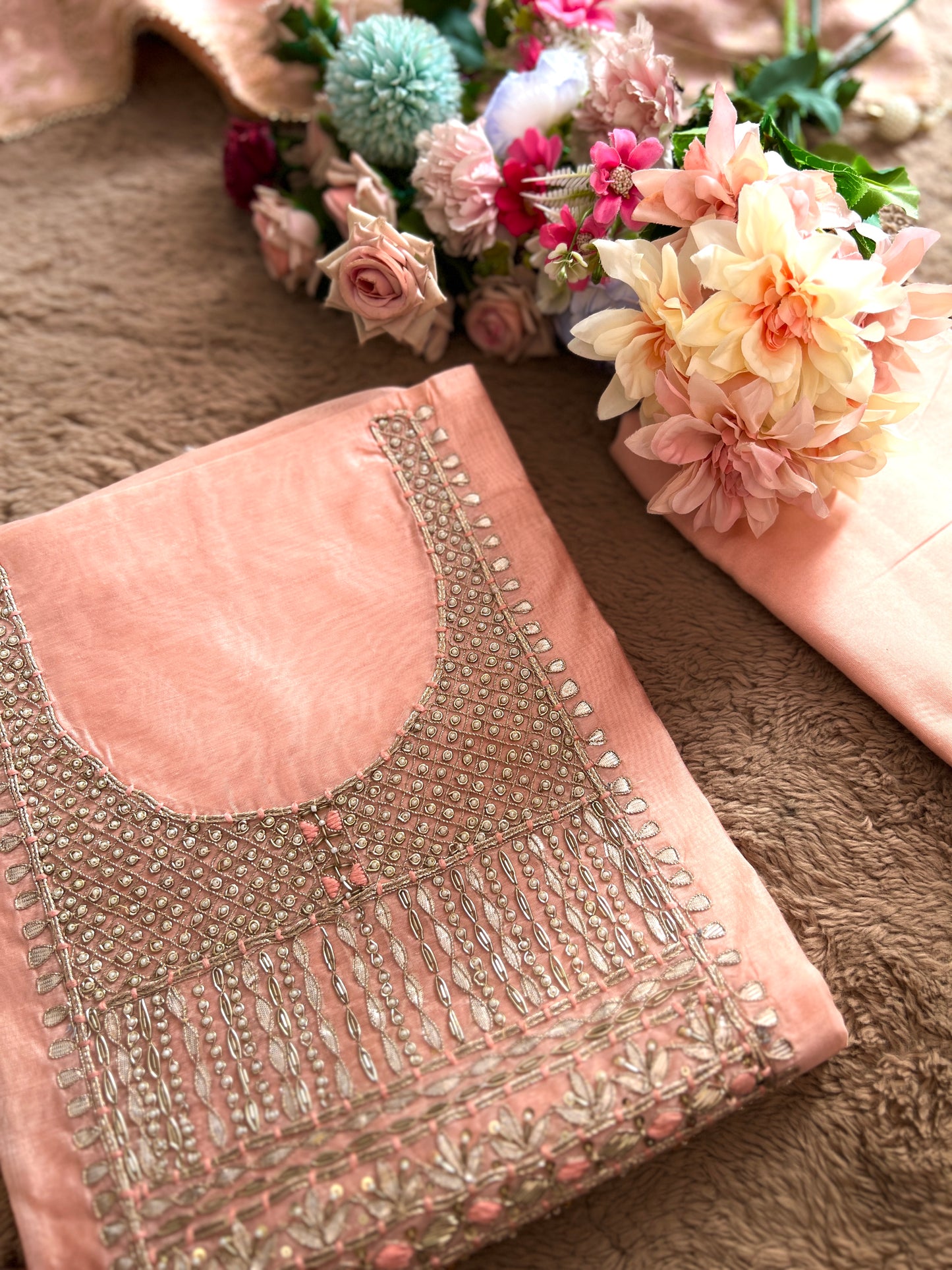 Blush Elegance with Intricate Handwork