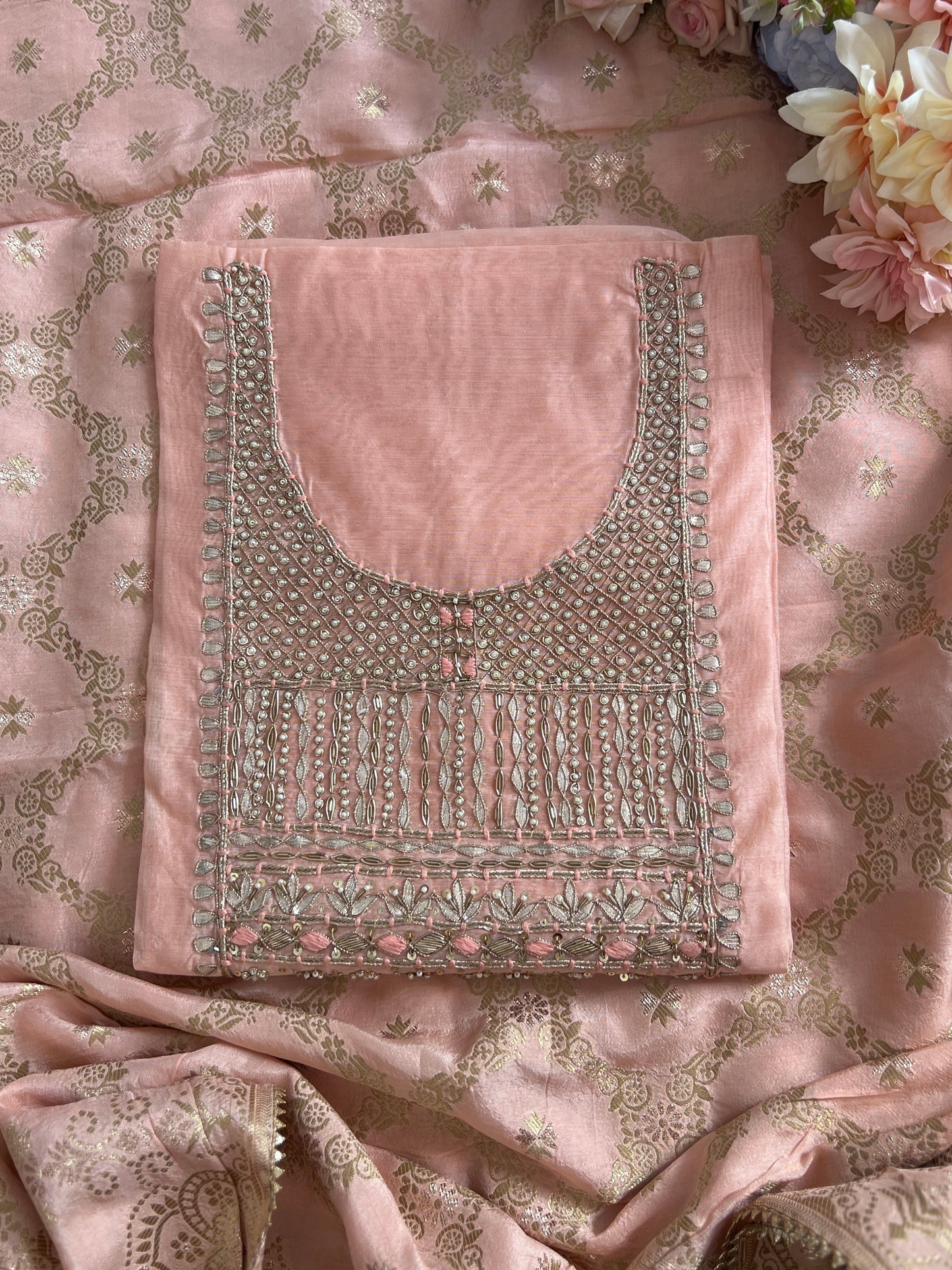Blush Elegance with Intricate Handwork