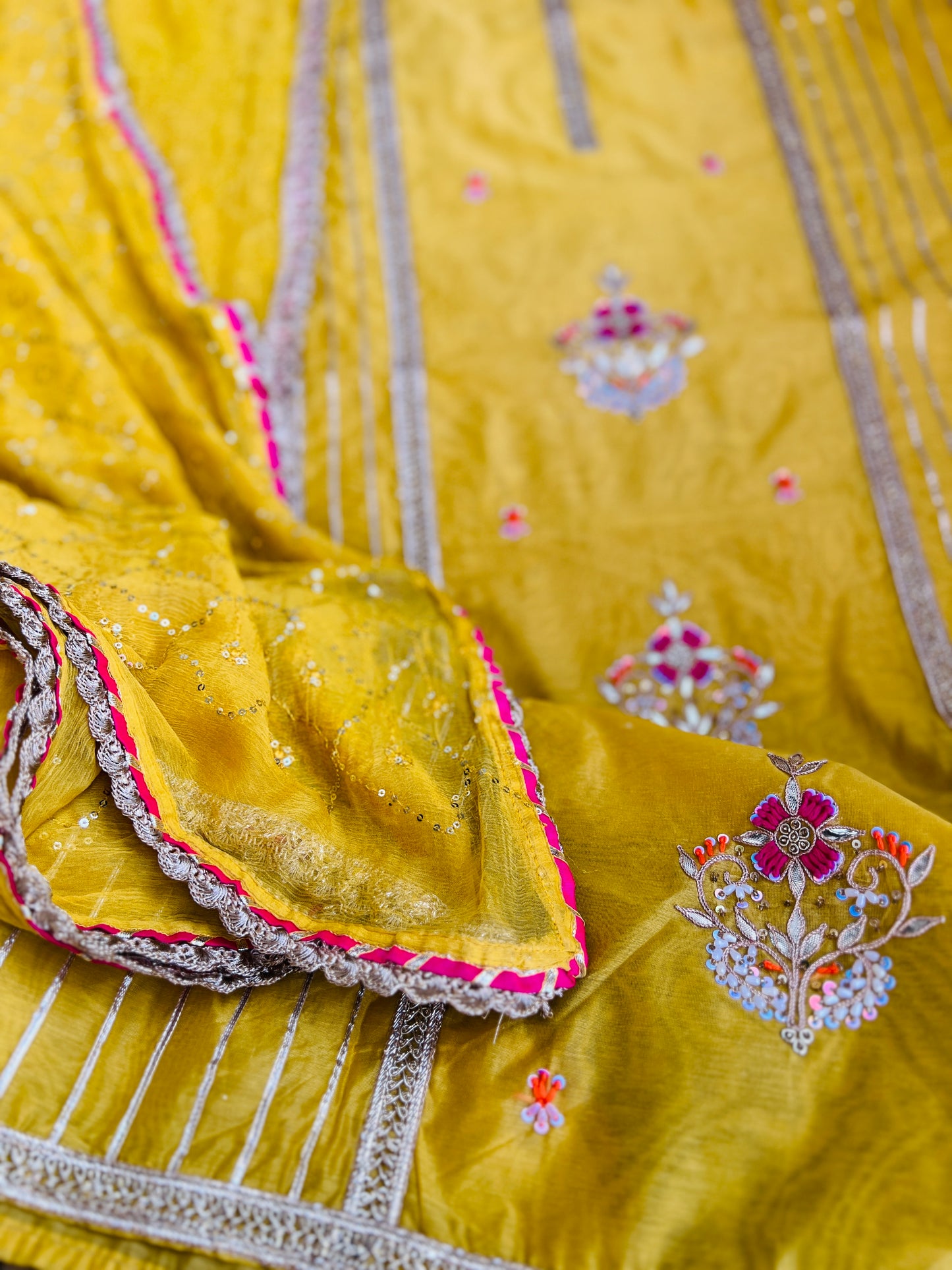 Sunshine Charm – Mustard Chanderi Silk Suit