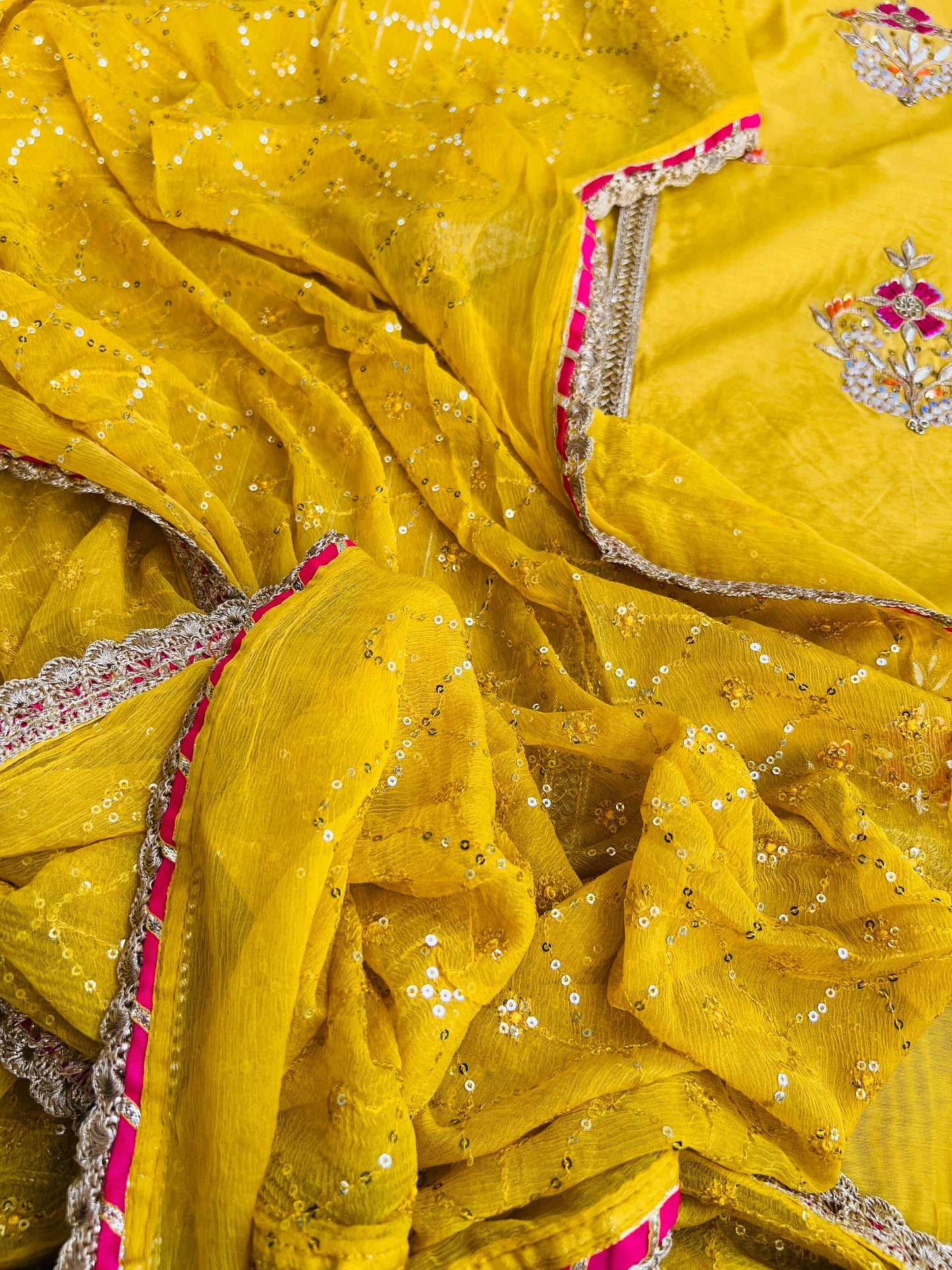 Sunshine Charm – Mustard Chanderi Silk Suit