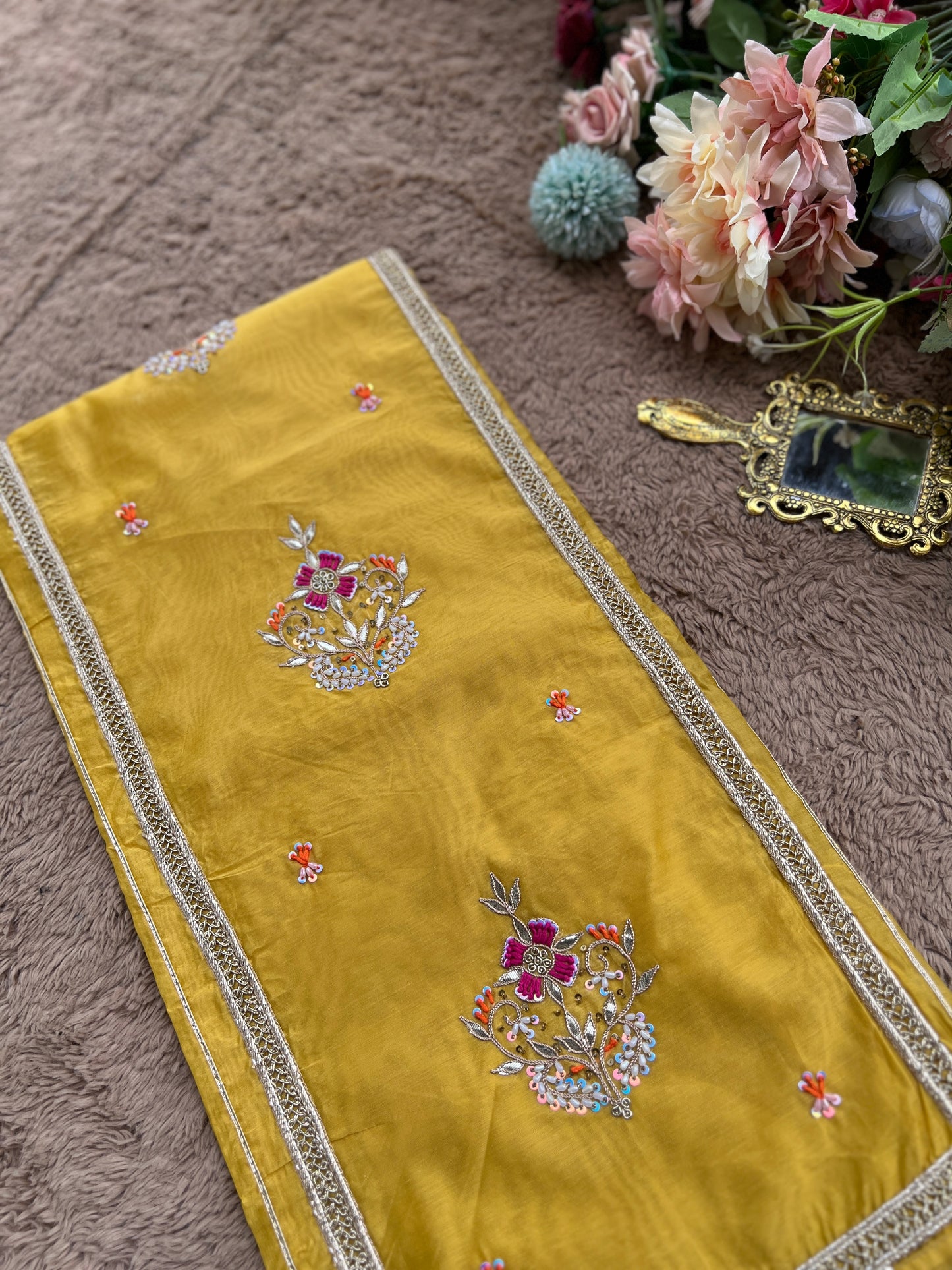 Sunshine Charm – Mustard Chanderi Silk Suit
