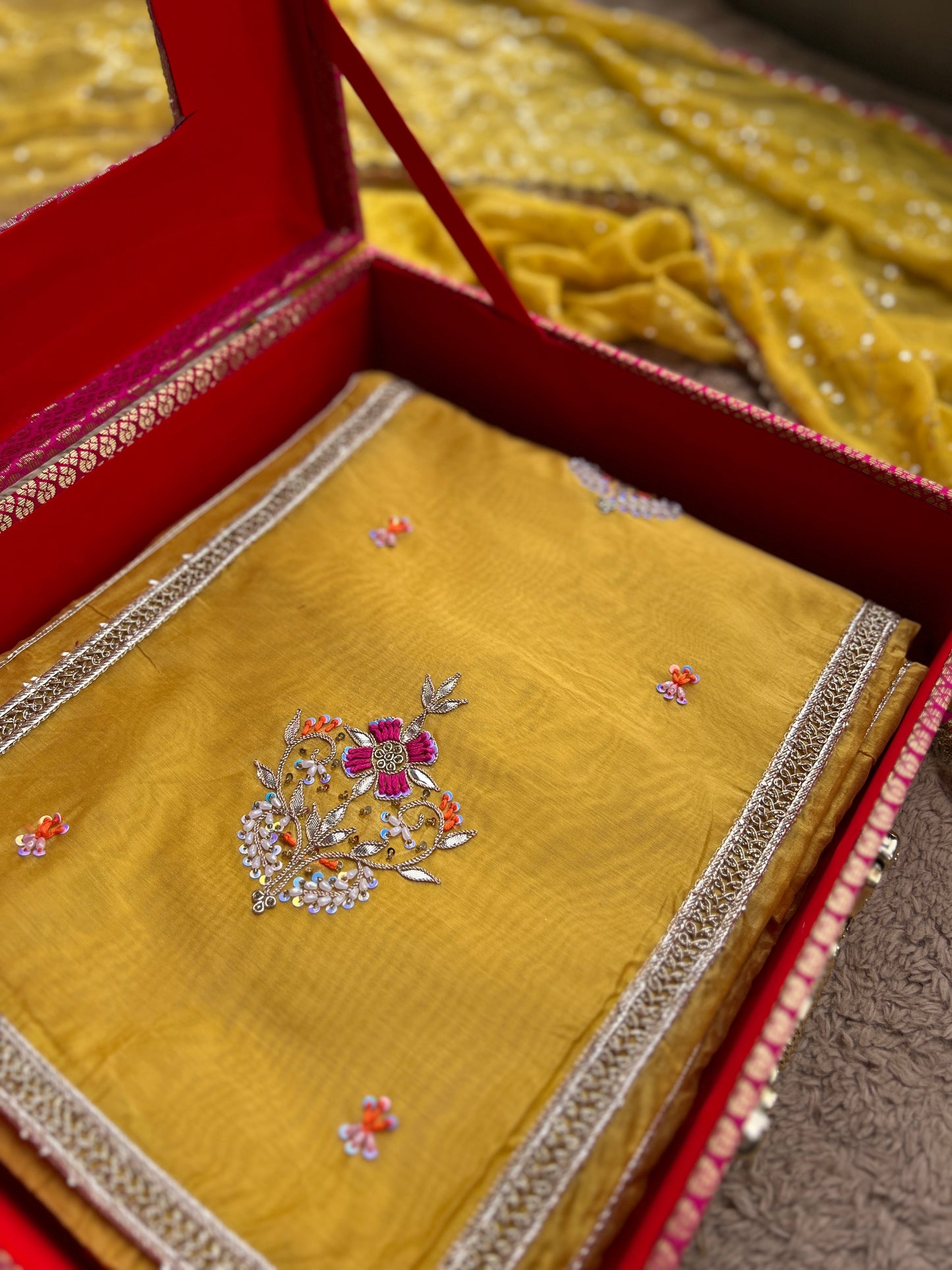 Sunshine Charm – Mustard Chanderi Silk Suit