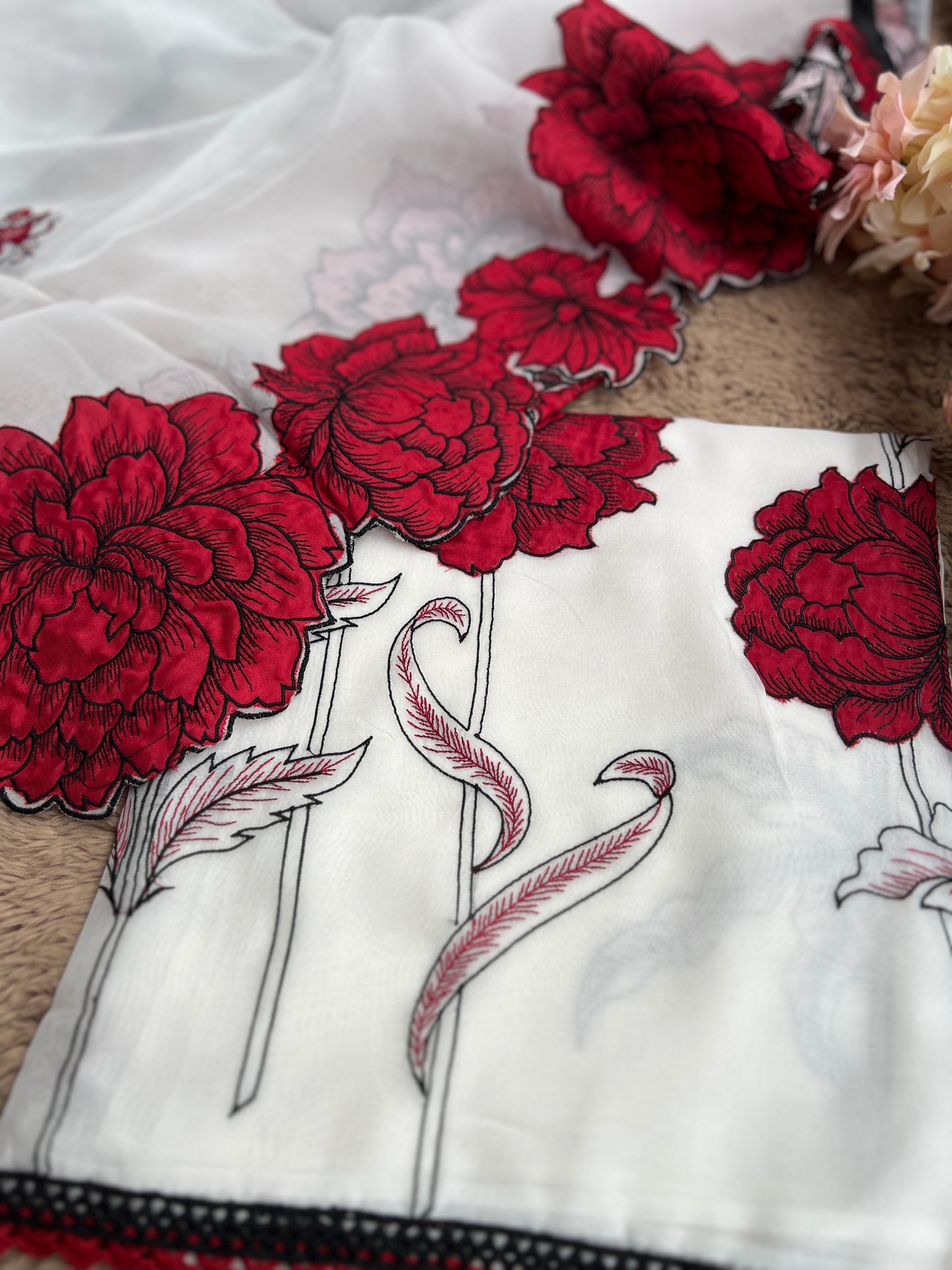Delicate Organza with Bold Floral Patchwork