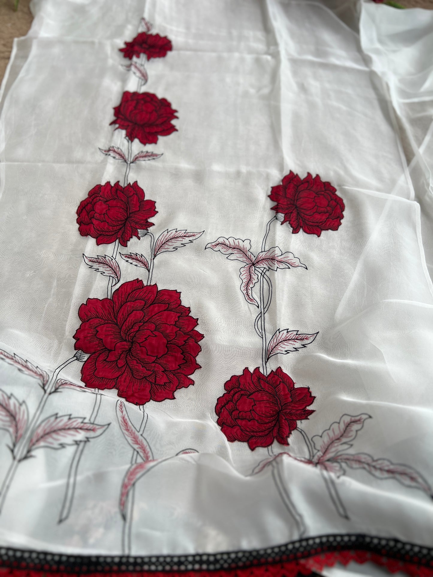 Delicate Organza with Bold Floral Patchwork