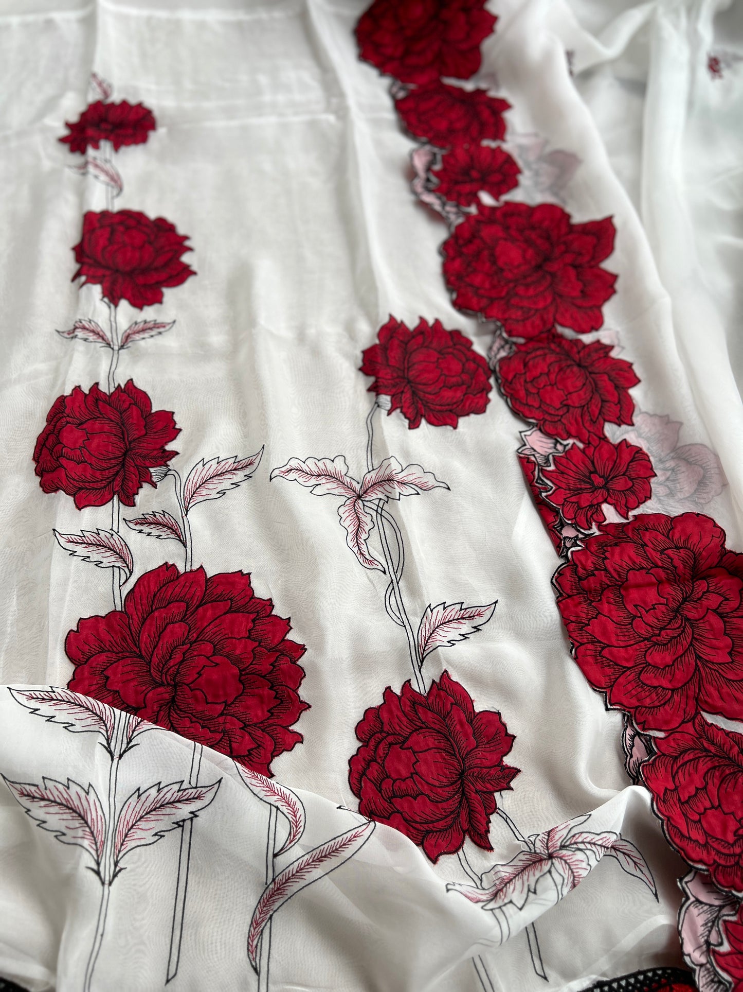 Delicate Organza with Bold Floral Patchwork