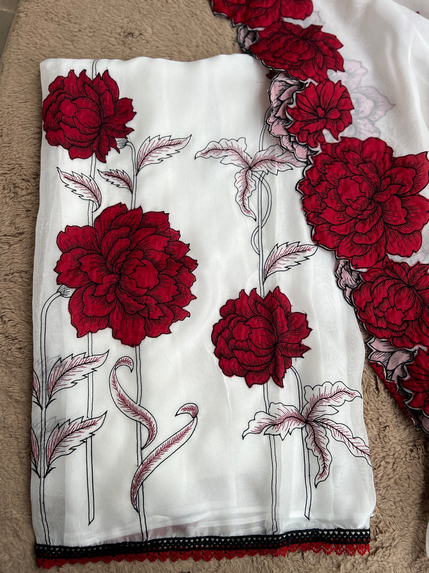 Delicate Organza with Bold Floral Patchwork
