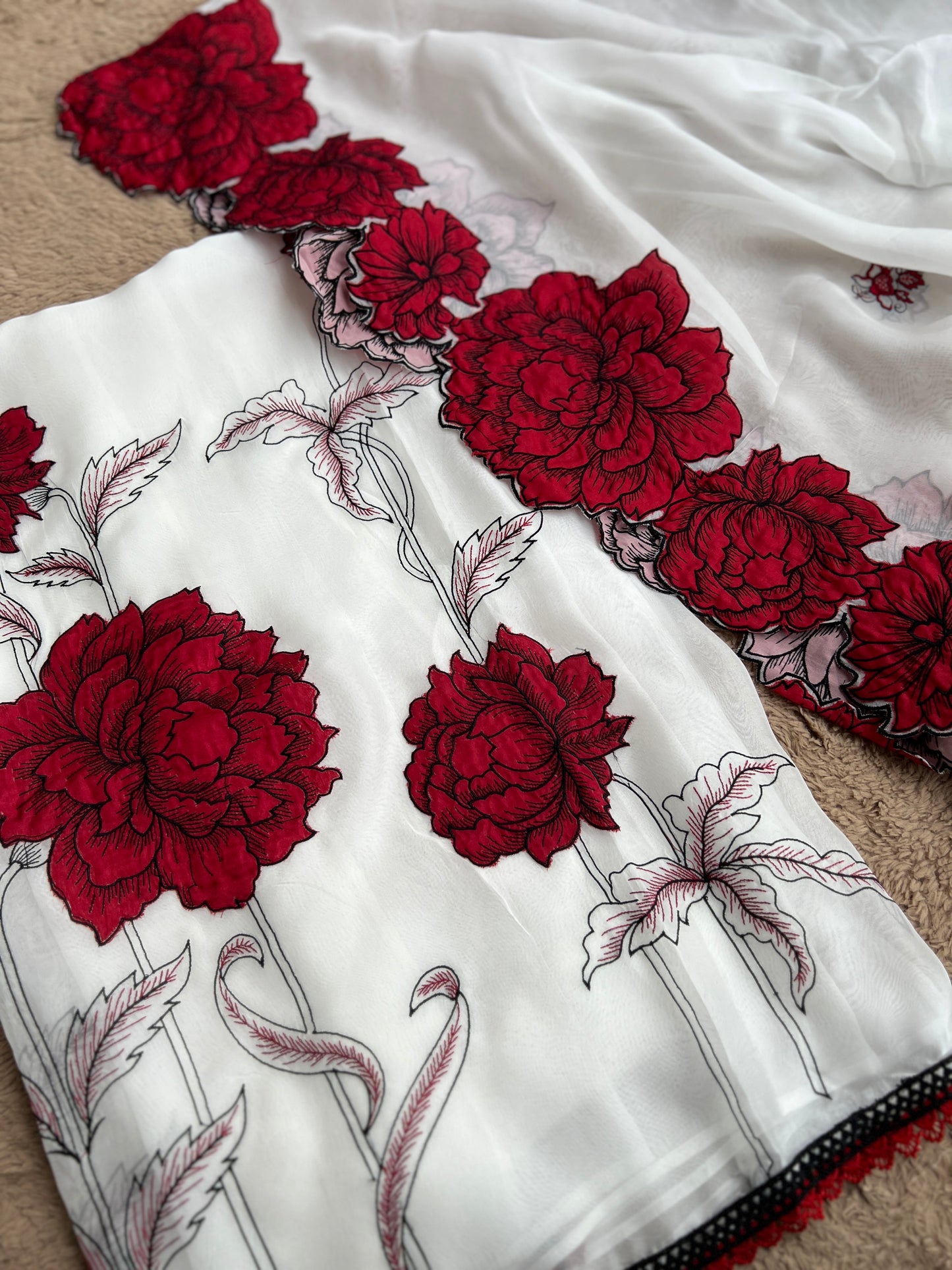 Delicate Organza with Bold Floral Patchwork