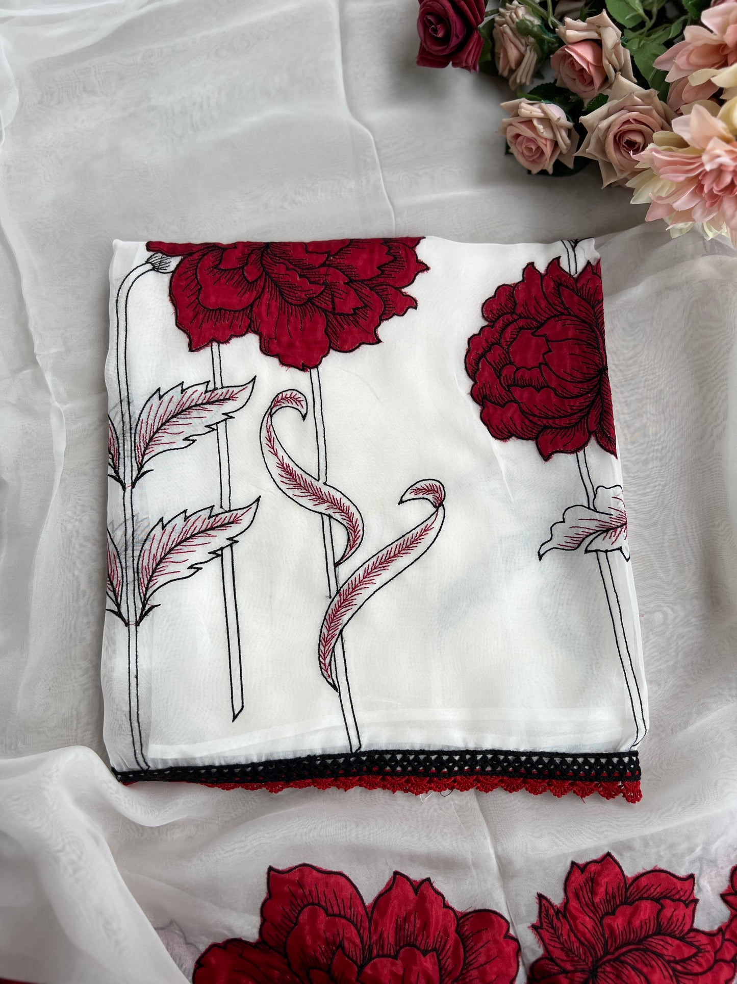 Delicate Organza with Bold Floral Patchwork