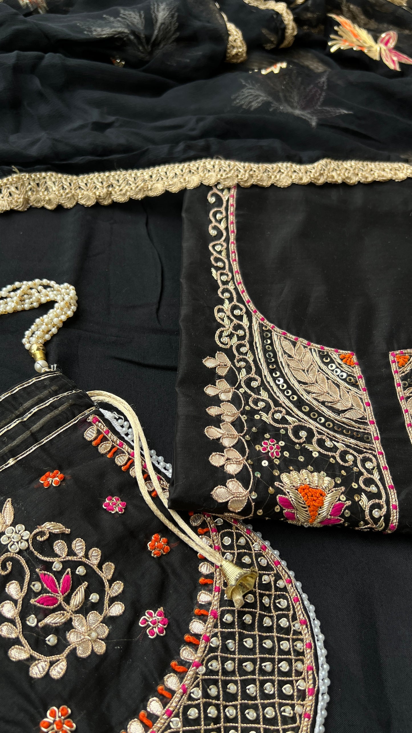 Black Orchid Chanderi with potali