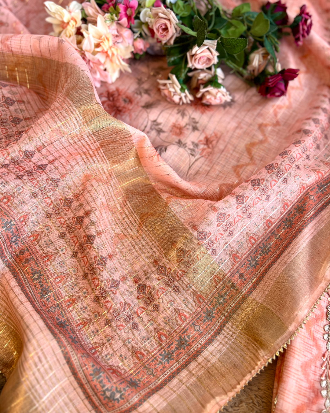 Pastel Glow in Linen with Exquisite Handwork