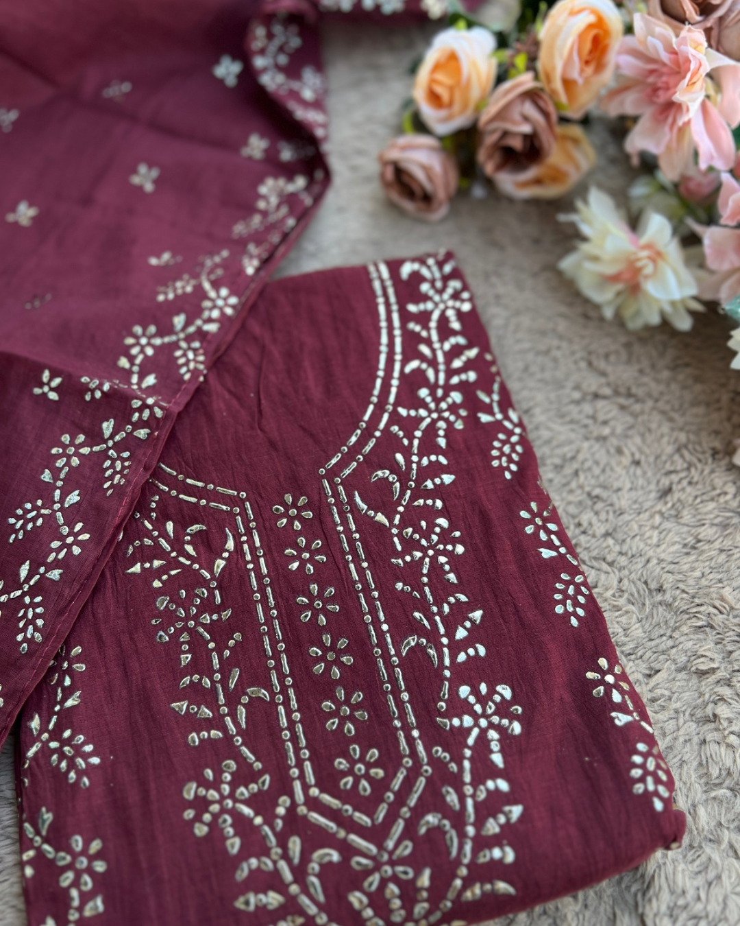 Elegant Mal Chanderi with Classic Mukesh Work