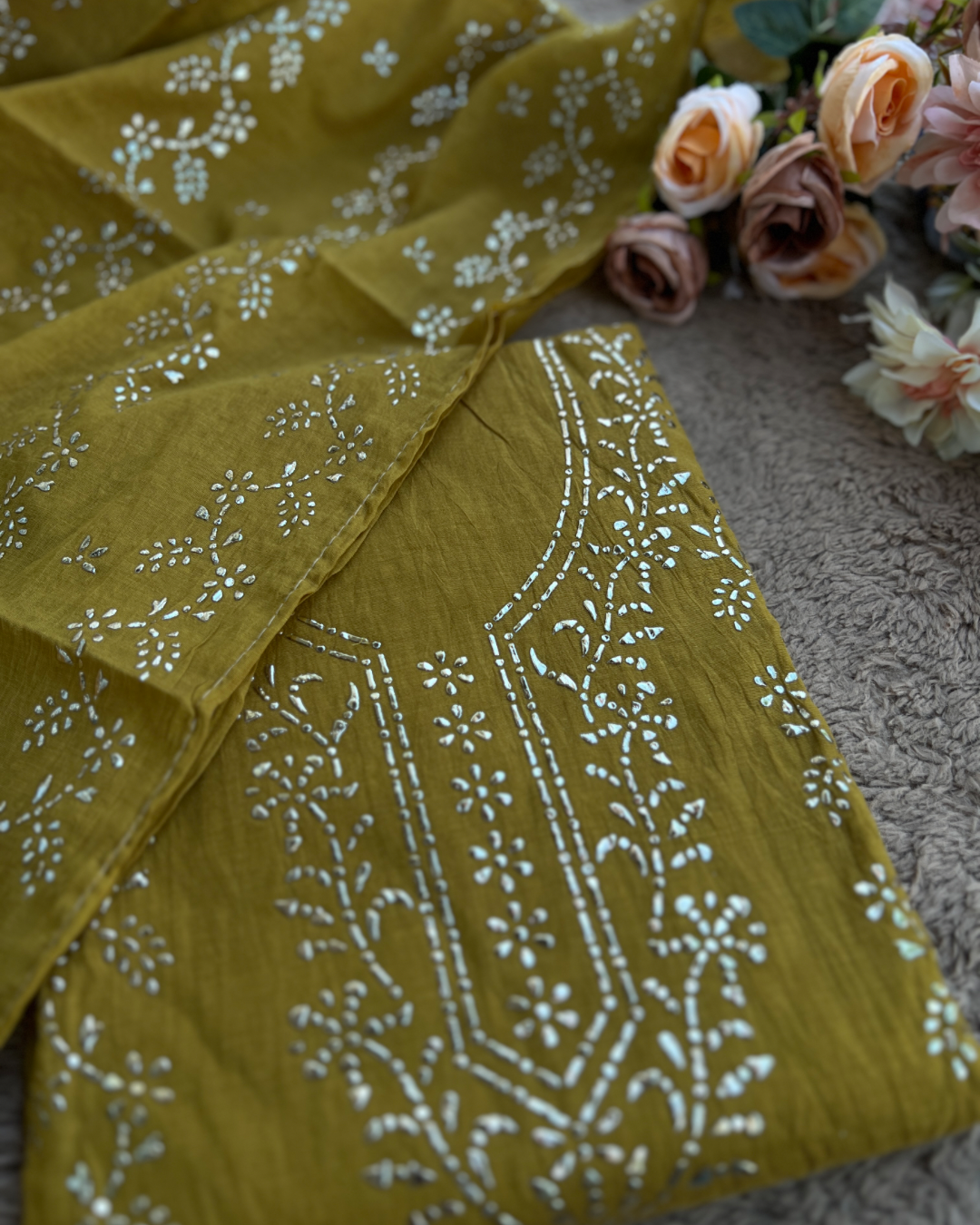 Elegant Mal Chanderi with Classic Mukesh Work