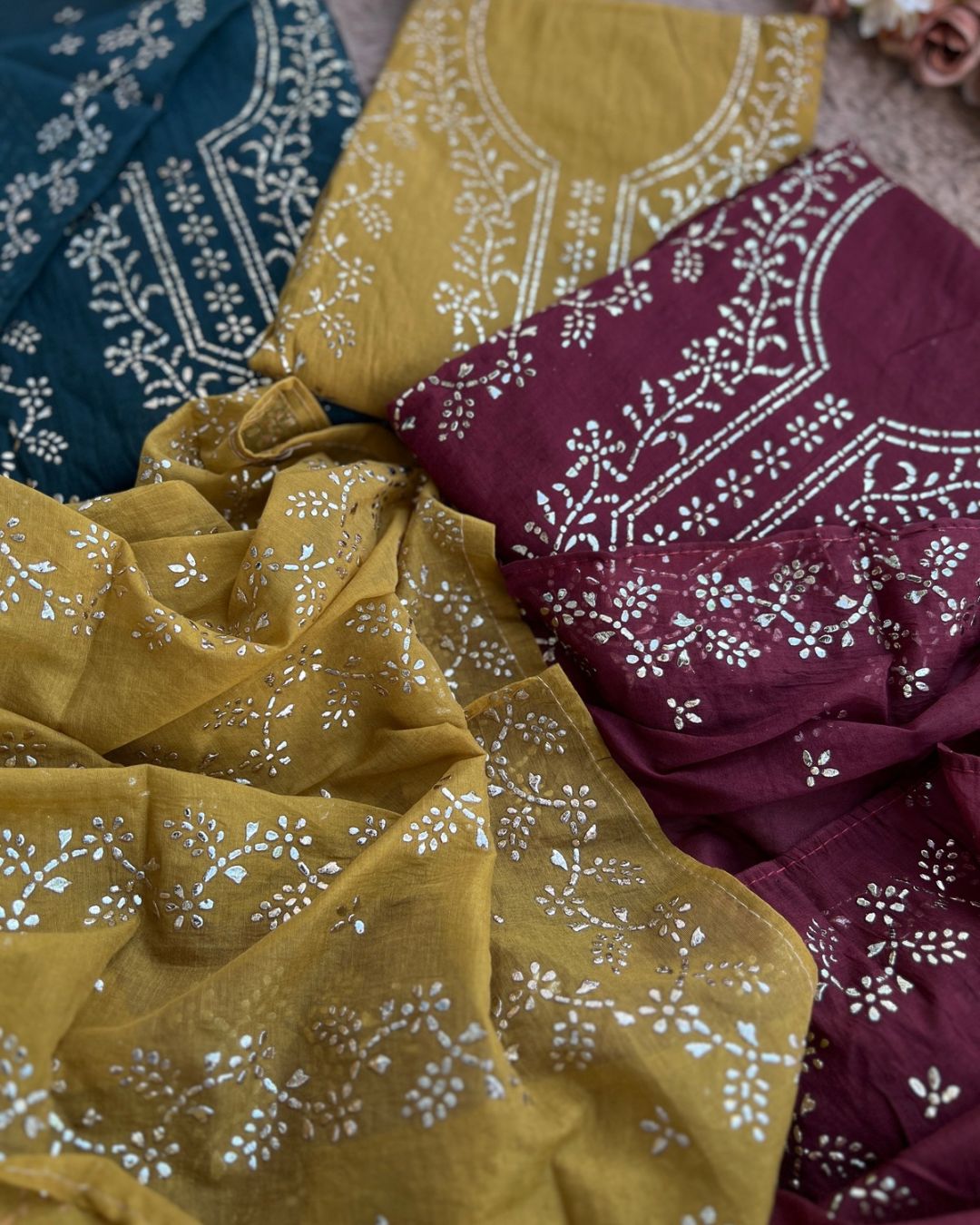 Elegant Mal Chanderi with Classic Mukesh Work