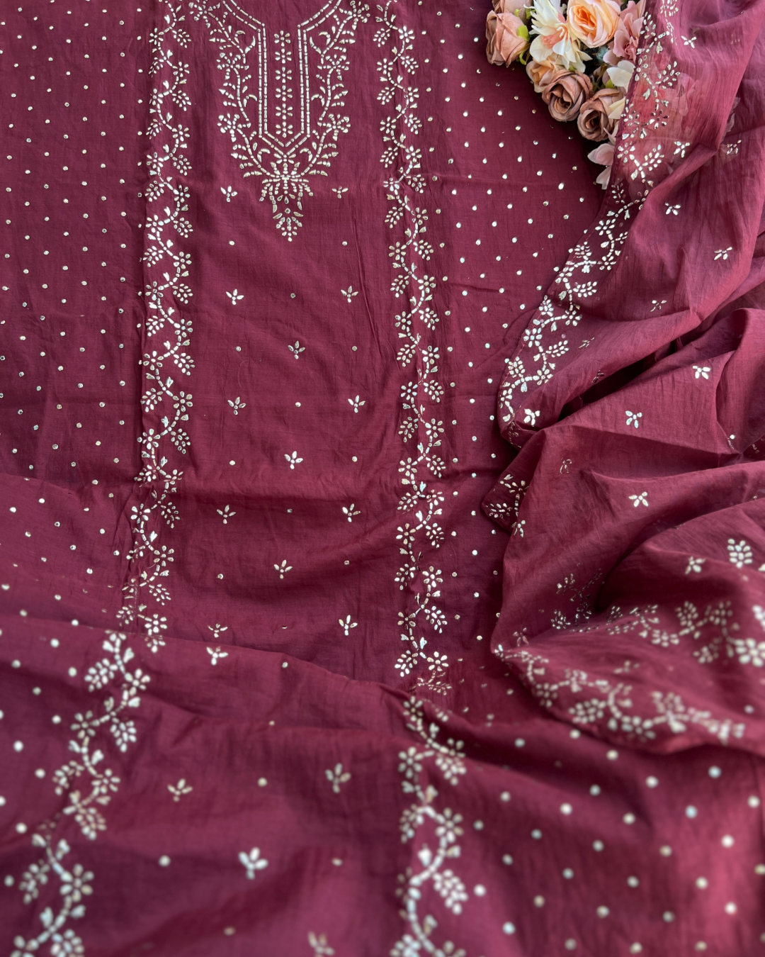Elegant Mal Chanderi with Classic Mukesh Work