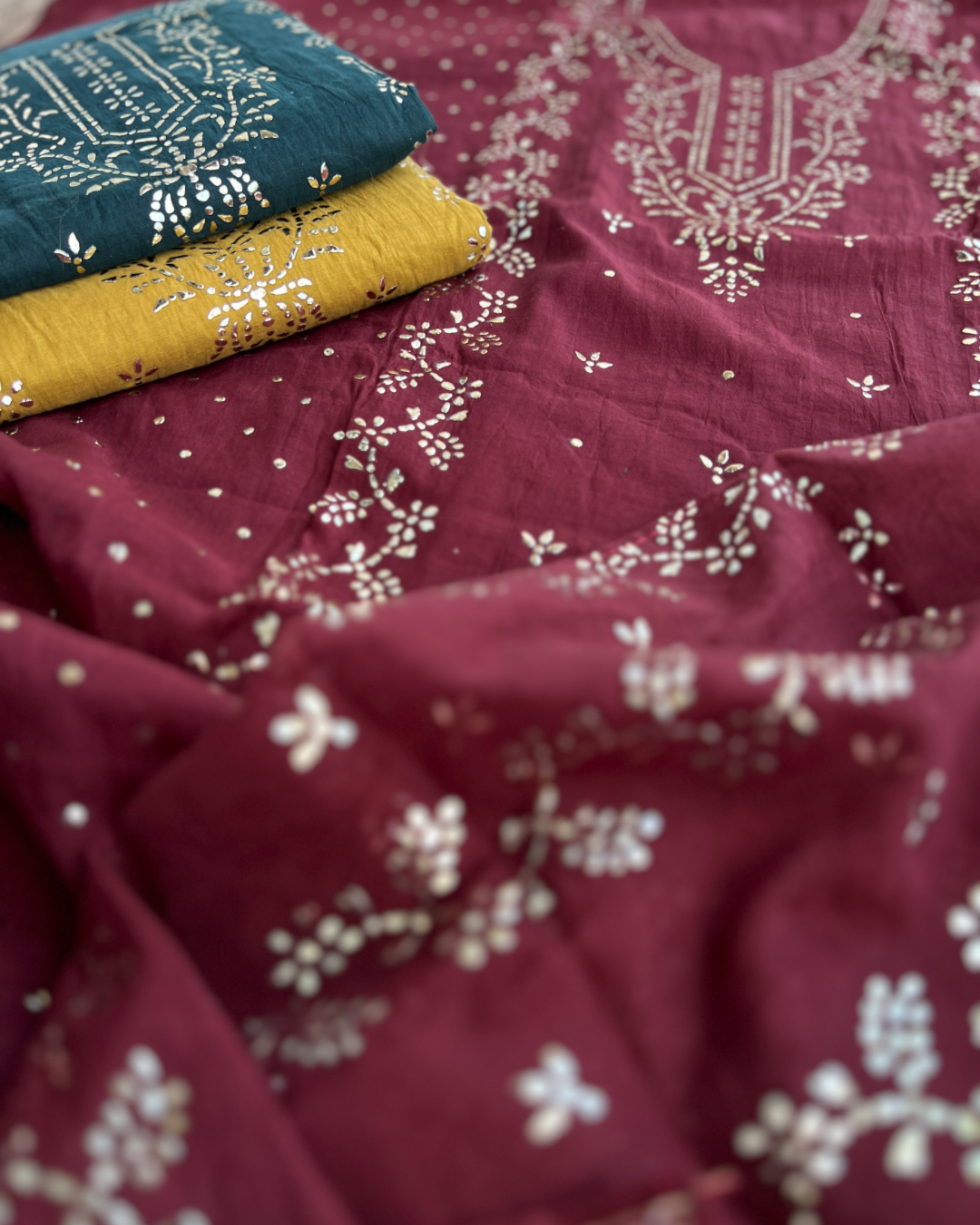 Elegant Mal Chanderi with Classic Mukesh Work