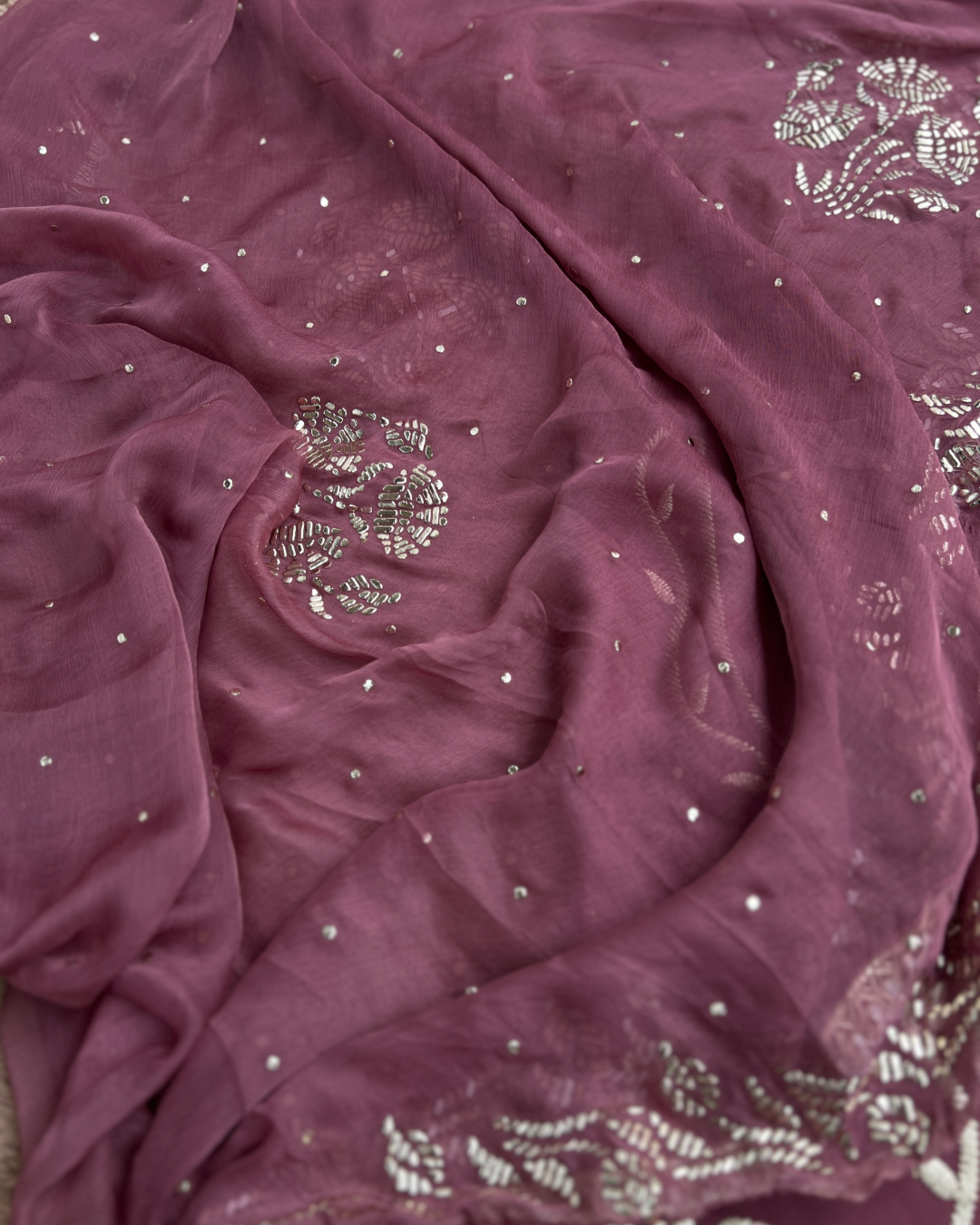 Elegant Crepe Suit with Pitta Embroidery and Mukesh Dupatta
