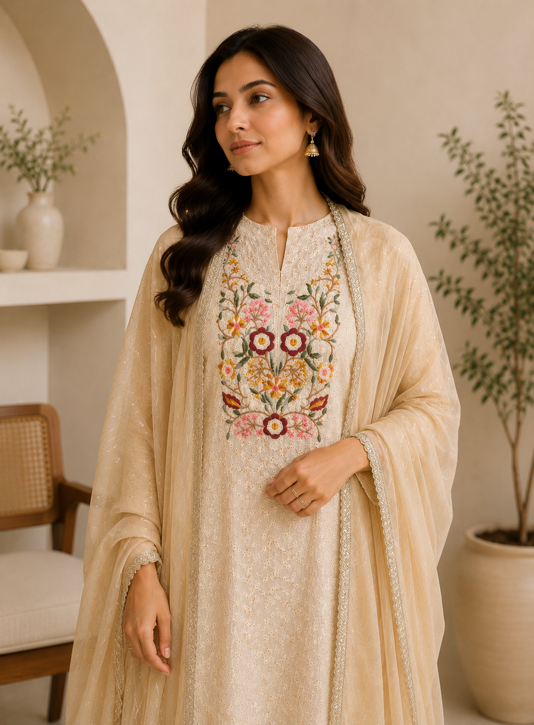 Chic Hakoba Embroidered Suit