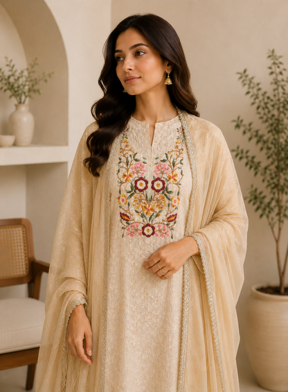 Chic Hakoba Embroidered Suit