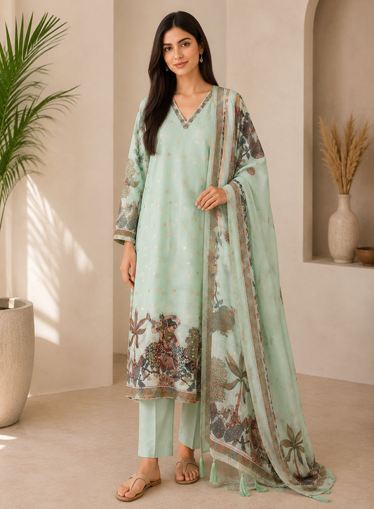 Kota Doriya Pichwai Art Suit Set