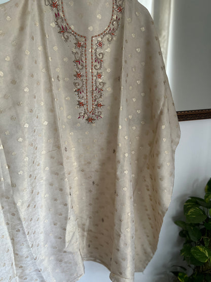 Premium Ivory Shimmer Silk Handwork Suit