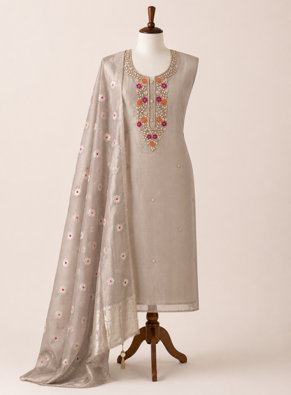 Ivory Glow – Chanderi Silk with Tissue Dupatta ✨