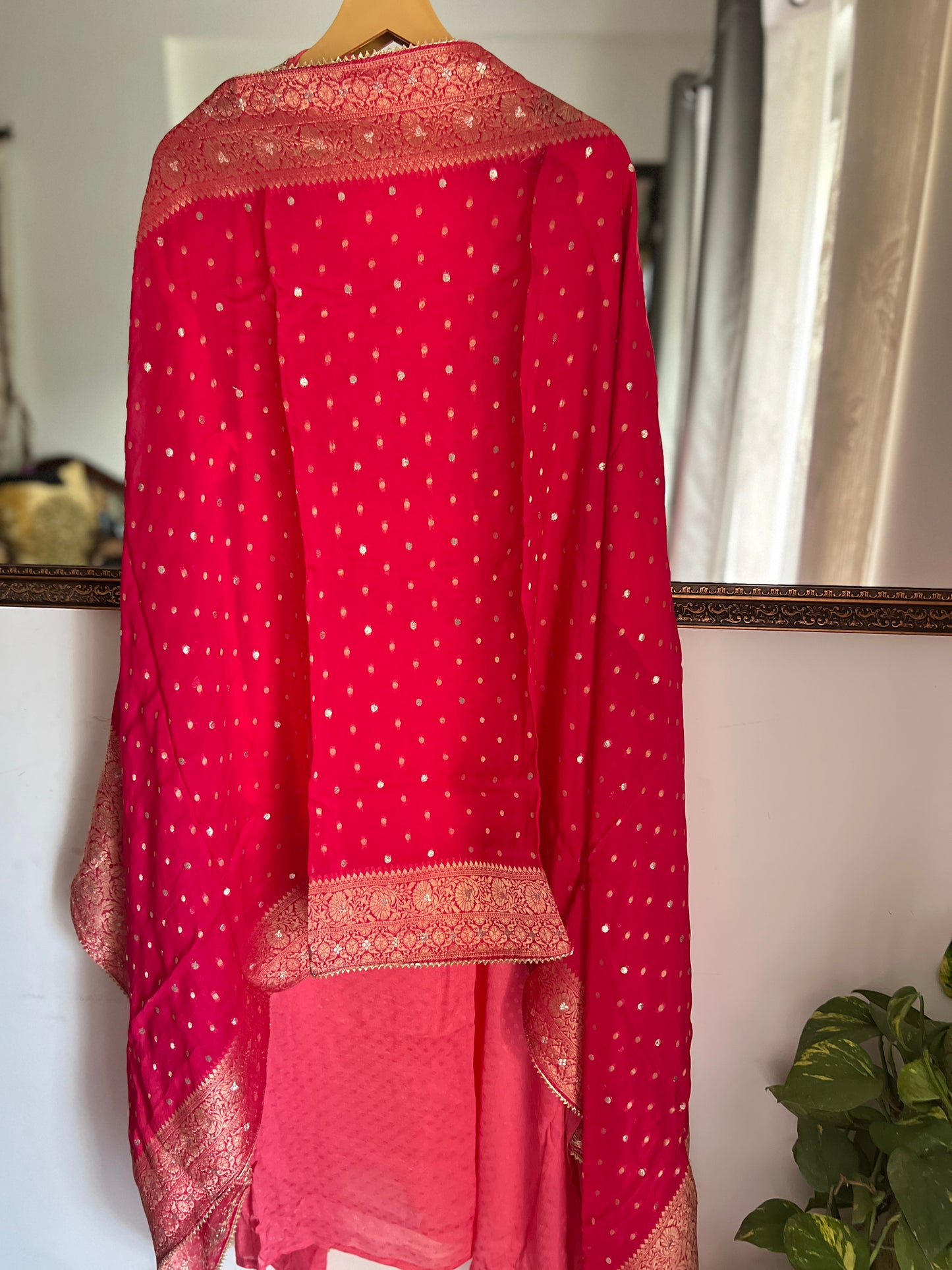 Handcrafted Neck Design with Luxurious Banarasi Boota Dupatta