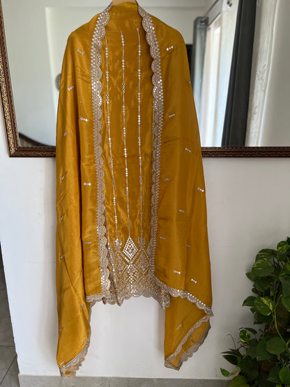 Elegant Mirror  Embroidered Silk Ensembles