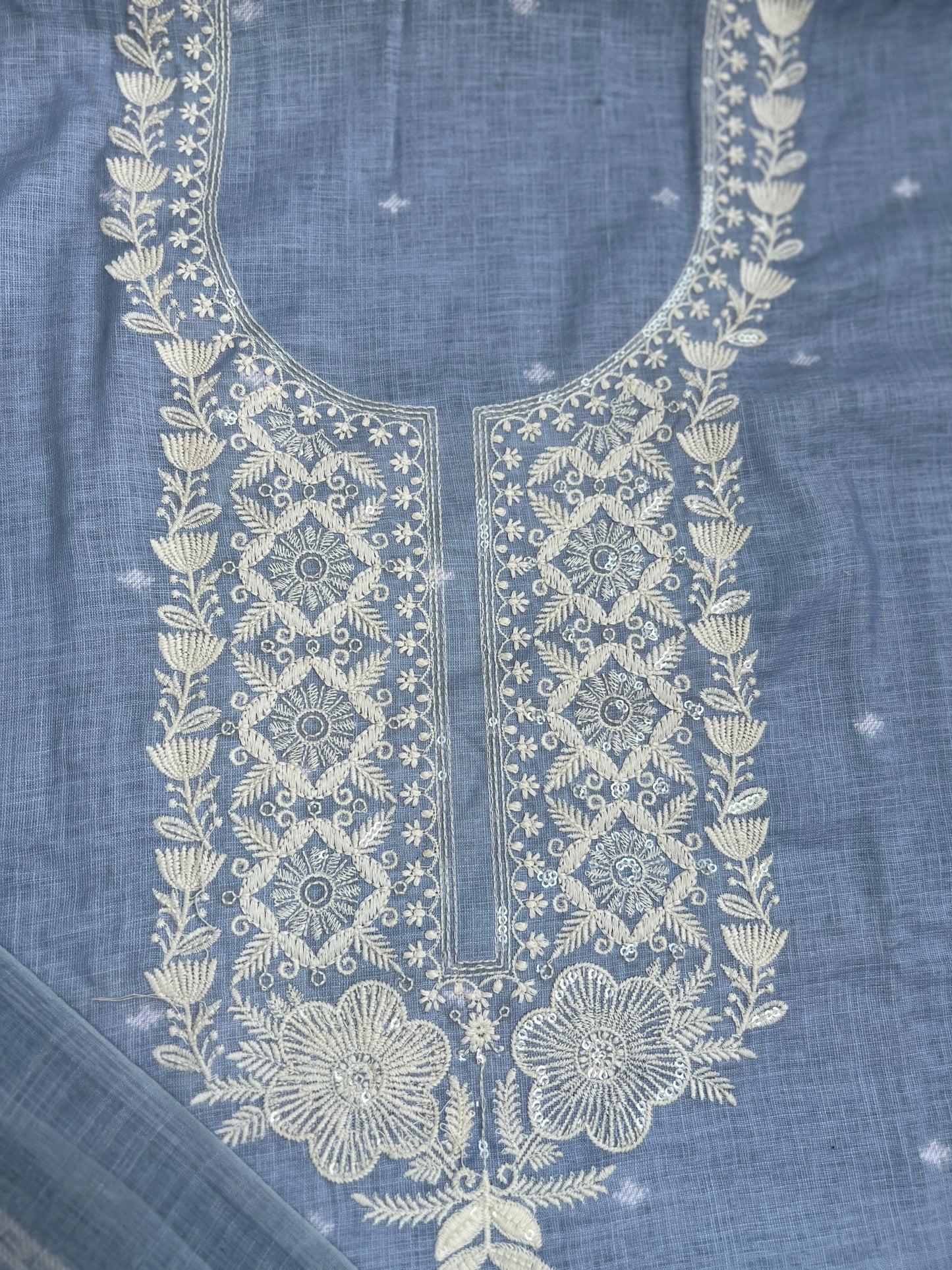 Soft-Toned Linen Sets with Intricate Thread Work