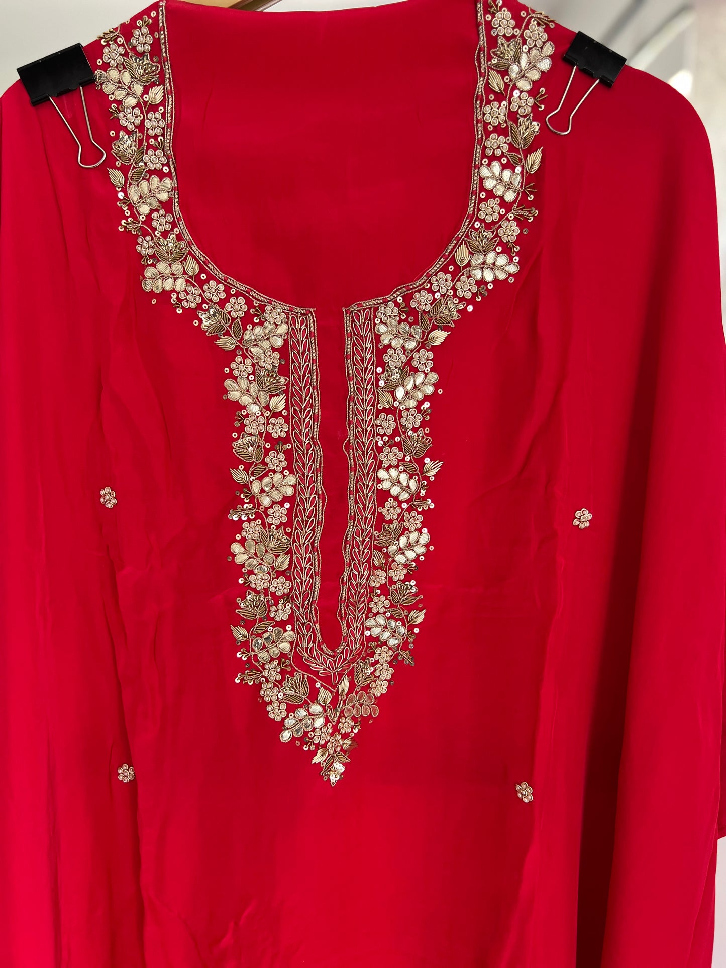 Ruby Red Handwork unstitched suit