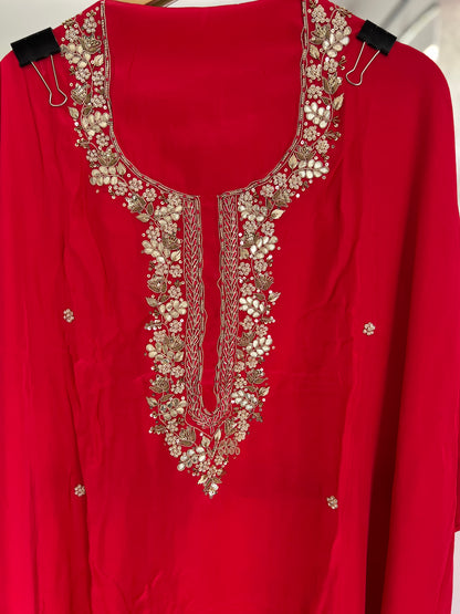 Ruby Red Handwork unstitched suit