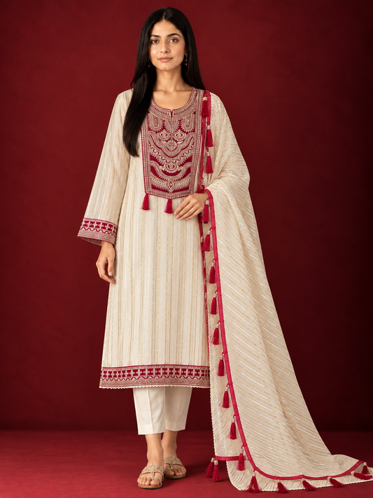 SHIMMER ORGANZA EMBROIDERED SUIT SET