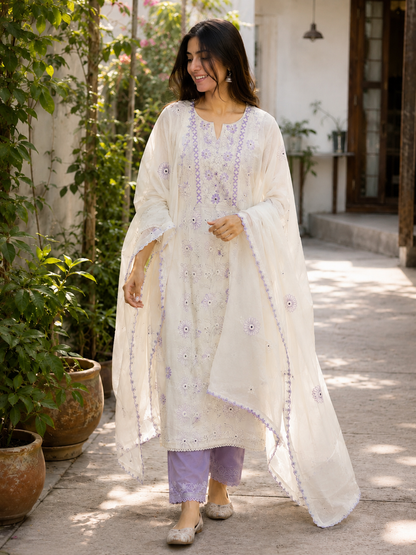 Pure Cotton Chikankari-Inspired Suit