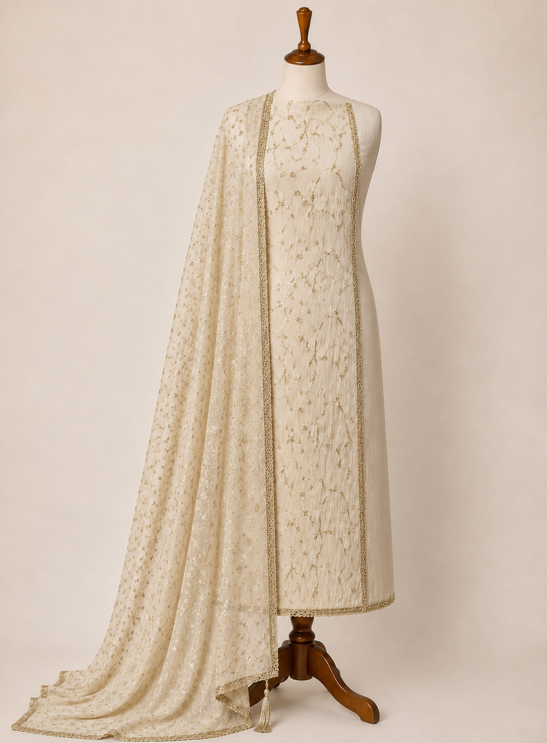 Crushed shimmer  Silk Suit with Chikankari Luxe Dupattaupattaupatta