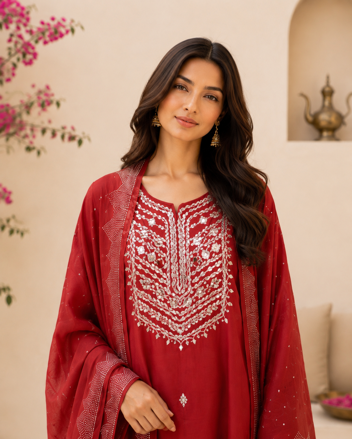 Mirror Embroidered Mal Chanderi with Mukesh Elegance