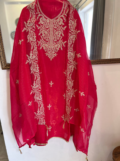 Shimmer Crepe with Exquisite Code Work & Tissue Organza Embroidered Dupatta