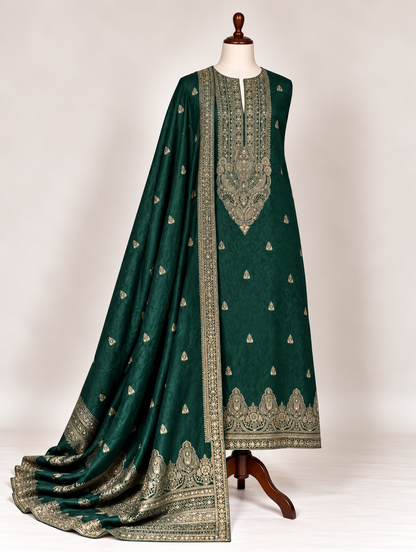 Royal Pashmina Banarasi Weaving Salwar Suit Set – Winter Wedding Edit
